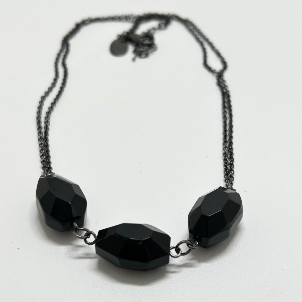 White House Black Market Black Faceted Bead Necklace